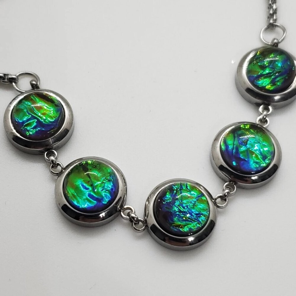 Flash Dark Green Opal Bolo Bracelet Adjustable